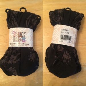 Muk Luks Over the Knee brown patterned socks